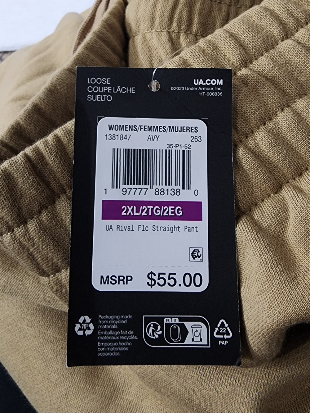 Under Armour Rival Fleece Straight Leg Pants With Pockets New With Tags - Picture 7 of 9